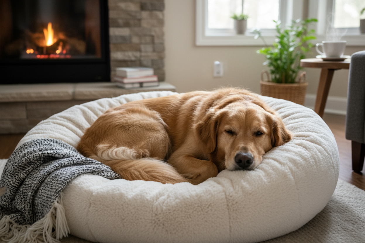 dog at home in her bad